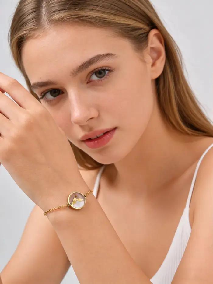 Bracelet et collier en forme de coquille ronde Move Mountains avec graines de moutarde pour femmes, ensemble de bijoux en acier inoxydable, cadeau chrétien de Pâques pour elle