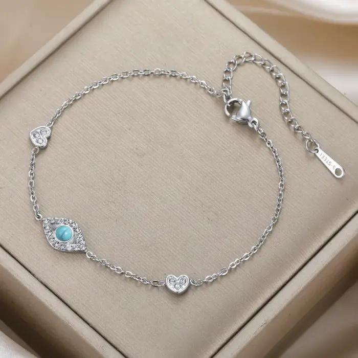 LIKGREAT Bracelet bohème mauvais œil pour femmes Protection bleu Zircon réglable cheville turc bonne chance bijoux cadeau pour elle