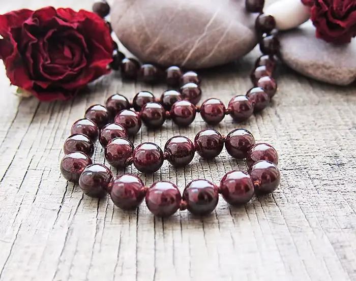 Collier de grenat naturel pour femme, court, noué à la main, colliers de la présidence, yoga, perles