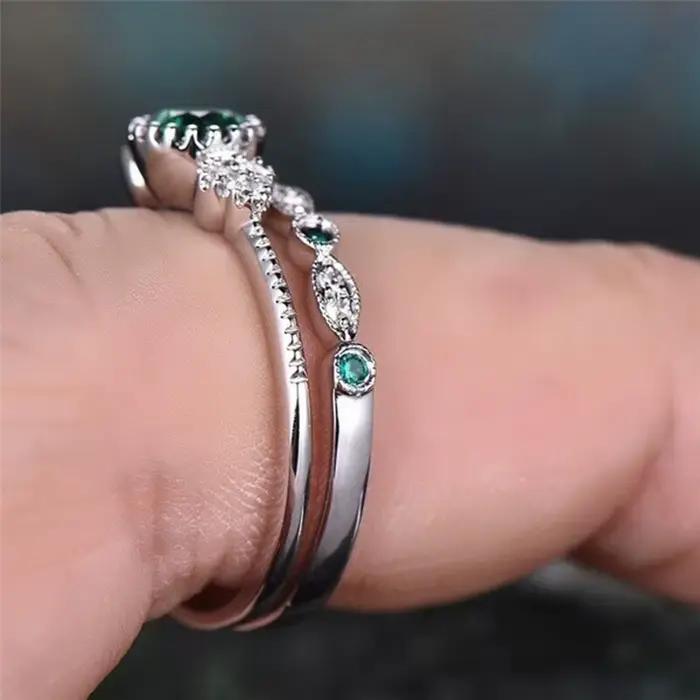 Bagues en argent Sterling 925 avec cristaux de Zircon émeraude pour femmes occasions spéciales mariage fiançailles