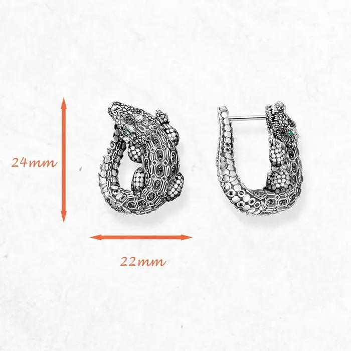 Boucles d'oreilles créoles articulées en forme de crocodile