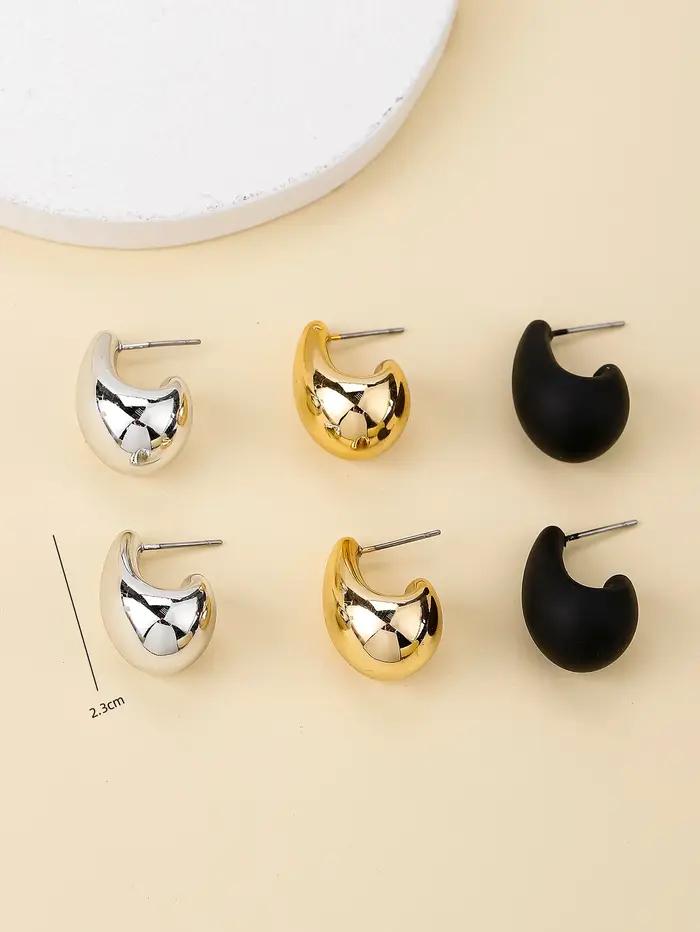 Ensemble de 3 paires de boucles d'oreilles multicolores classiques et à la mode
