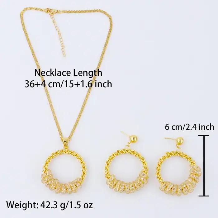 Parure de bijoux pour femme en plaqué or français, collier, breloques et boucles d'oreilles pour un