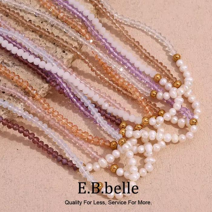 E.B.belle-Collier fait main en cristal taillé de perles d'eau douce