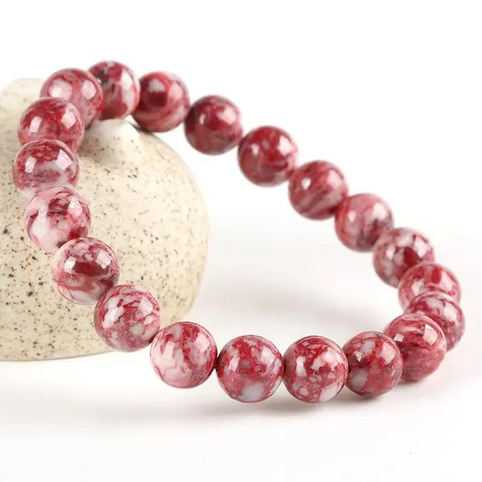 Bracelet Rare en jaspe Oriental rouge naturel