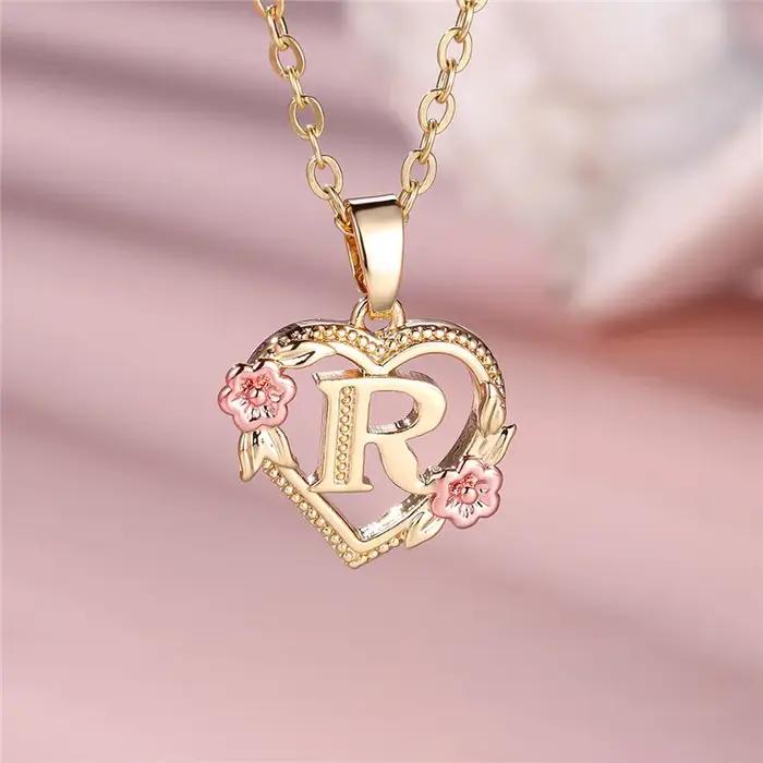 Collier pendentif fleur lettre personnalisable bijoux de mariage pour femmes romantiques occassions spéciales