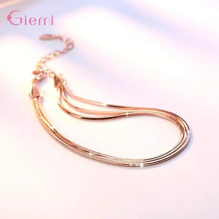 Bracelet Giemi en Argent Sterling 925 avec Zircone Cubique Doré et Rose Occasions Spéciales Mode Femme