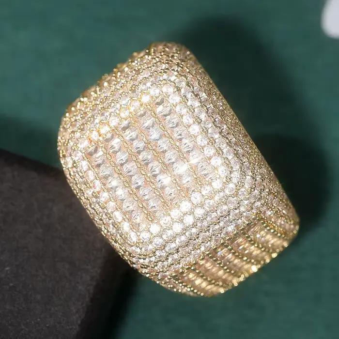 Magnifique bague de mariage large plaquée or pour femme