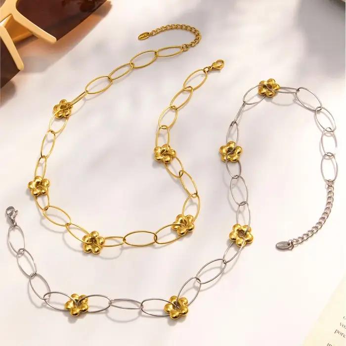 Bracelet-collier en acier inoxydable plaqué or 18 carats pour femmes résistants aux intempéries et durables pour toutes les occasions