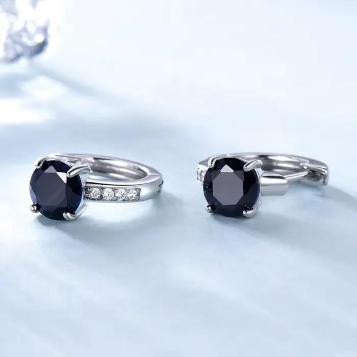 Boucles d'oreilles rondes à Clip noir, en argent Sterling 925, cadeau d'anniversaire pour femmes, 2025