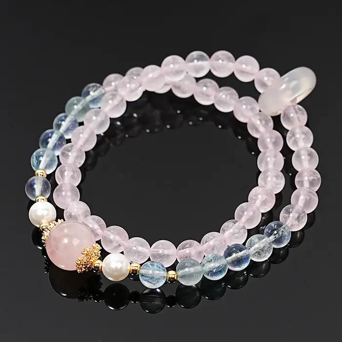 Xinghe diamant cassé haute qualité aigue-marine naturelle cristal Bracelet femmes cheval poudre coquille perle chaîne à main haut de gamme cadeau