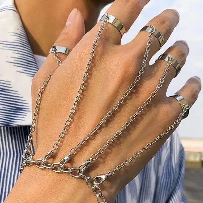 Ensemble de bagues-bracelets connectées créatives style punk