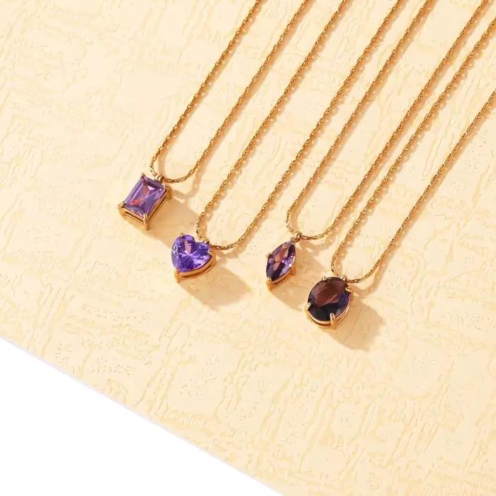 Collier en acier inoxydable avec pendentif pierre naturelle vintage pour femmes styles élégants occasions spéciales