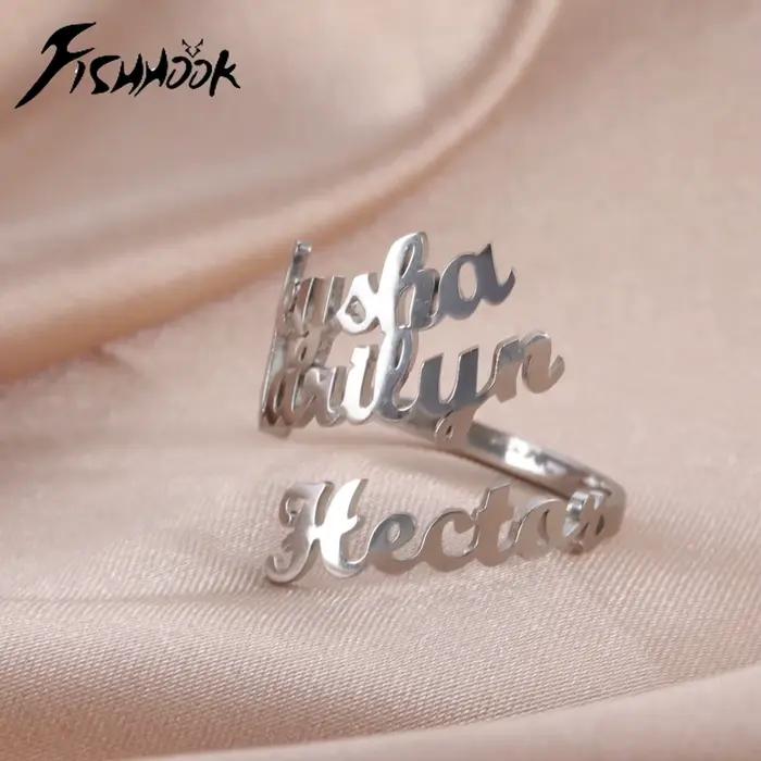 Bague personnalisée à double prénom pour femmes et hommes