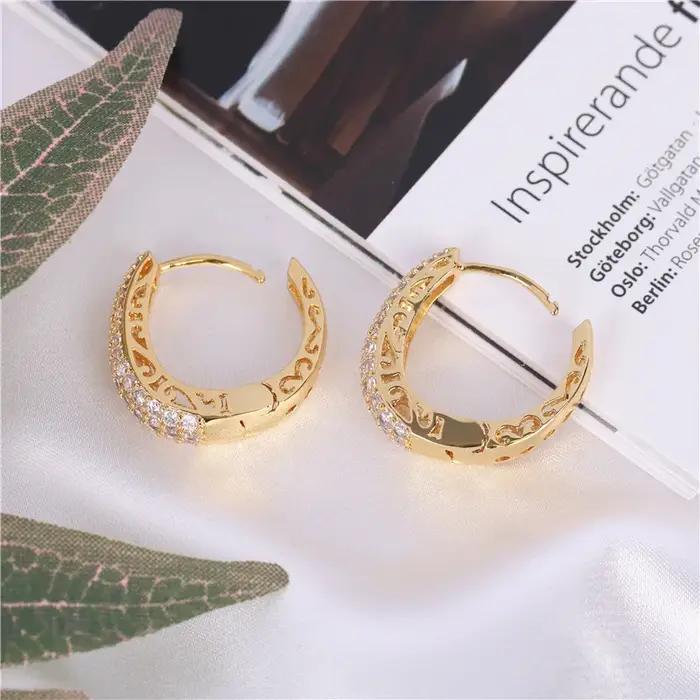 Huitan – boucles d'oreilles créoles creuses couleur or pour femmes
