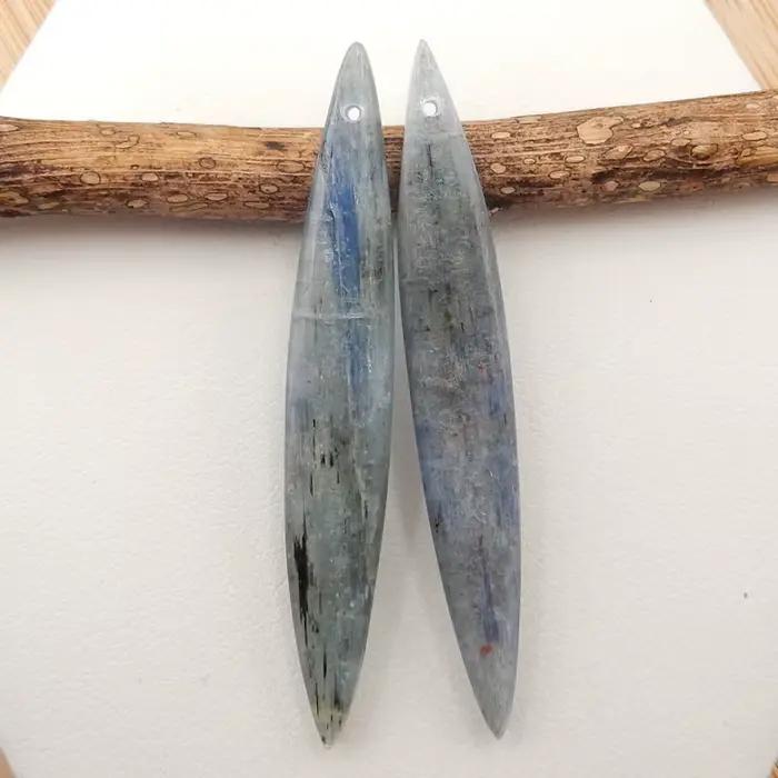 B & F – paire de boucles d'oreilles pendantes, Quartz Natura Lapis Lazuli, bijoux en pierre naturelle, Design de pierres précieuses à faire soi-même, 55x8x3mm