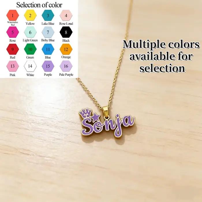 Collier personnalisé avec plaque nom en or coloré pour femmes et filles bijou cadeau occasion spéciale