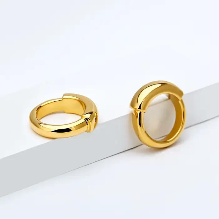 VAROLE-Bague Géométrique Minimaliste pour Femme, Plaqué Or 18K, Bijoux à la Mode, Cadeau Élégant