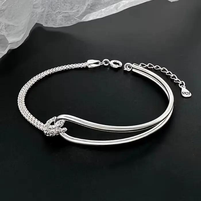 Bracelet Double couche en argent Sterling 925 pour femmes et filles