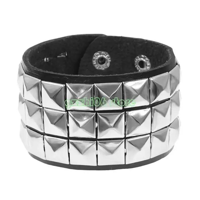 Bracelet punk rock élégant avec motif squelette en cuir, finition plaquée argent, or, laiton, rhodium et zirconium pour homme et femme, idéal pour les festivals de musique, concerts et occasions spéciales