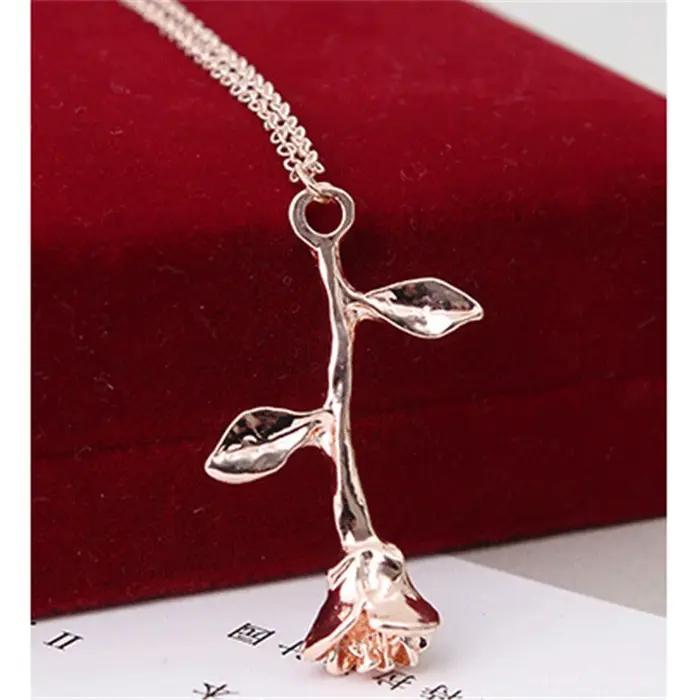 Collier de bijoux de mode en argent couleur or Rose