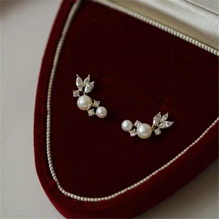 Boucles d'oreilles plaquées or 14 carats en argent Sterling 925 pour femmes