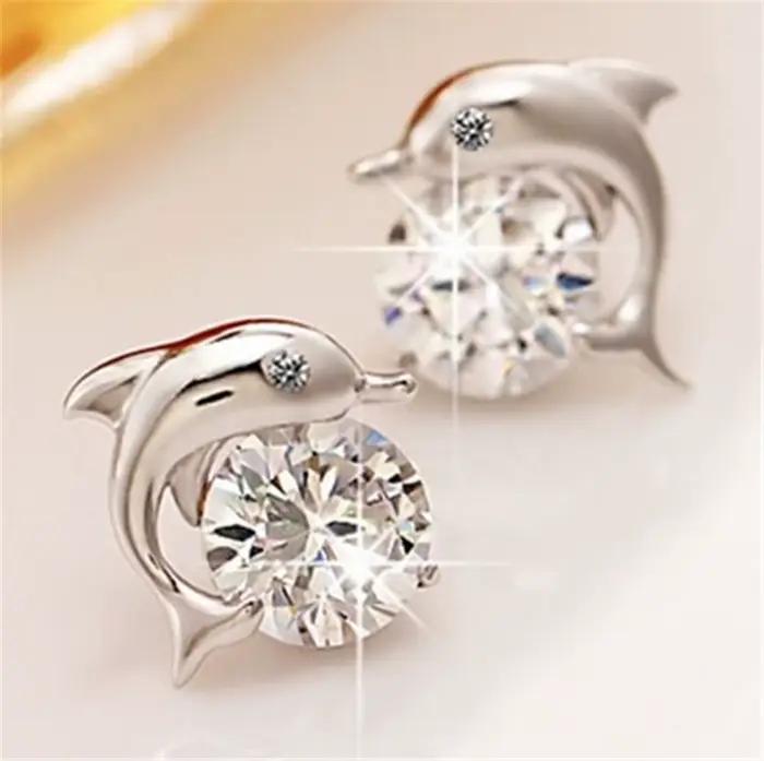 Boucles d'oreilles romantiques DolDave Love pour femmes, bijoux en argent regardé 925, coupe ronde,