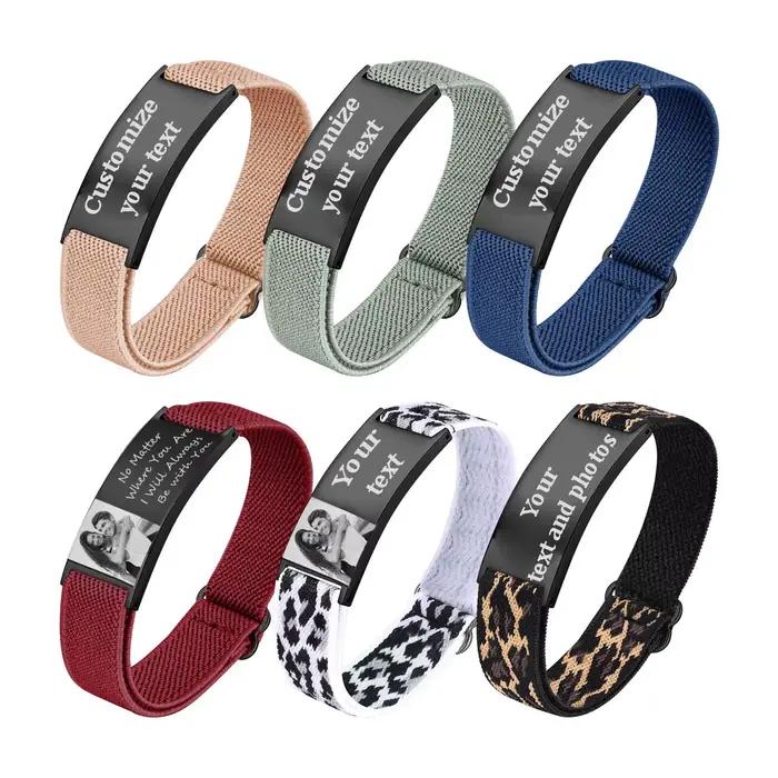Bracelets personnalisés en acier inoxydable doré avec gravure textuelle pour hommes et femmes occasions spéciales