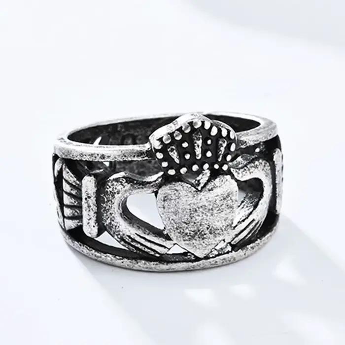 Bague de mariage Irish Claddagh en acier inoxydable