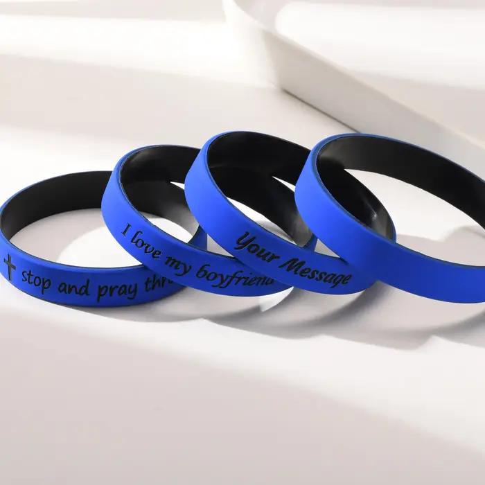 Bracelet d'identification personnalisé en silicone et alliage de cuivre pour femme avec fermoir de sécurité