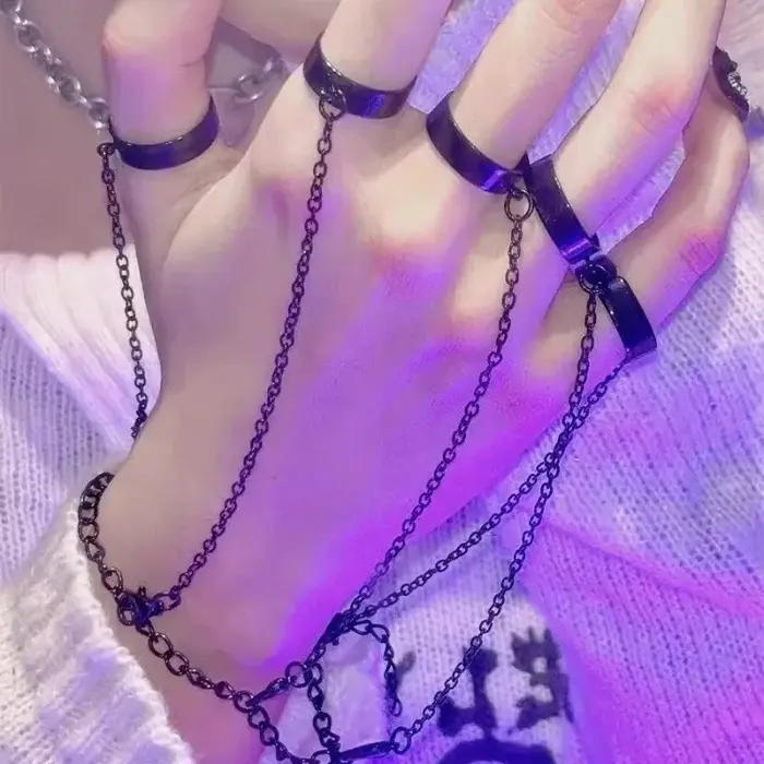 Ensemble de bagues-bracelets connectées créatives style punk
