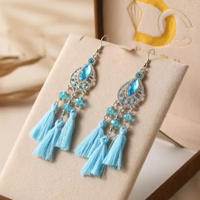 Boucles d'oreilles à pampilles en cristal de tempérament ethnique pour femmes