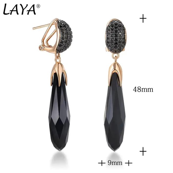 Boucles d'Oreilles Longues Rétro en Argent Sterling 925 Incrustées de Pierres Noires pour Femmes Occasions Spéciales Sophistication Élégance