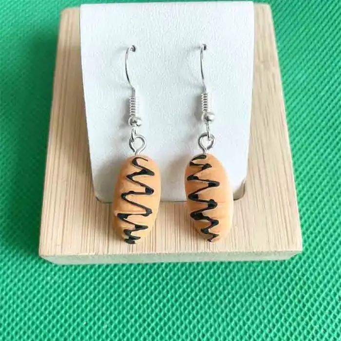 Boucles d'oreilles géométriques pour femmes et filles, bijoux mignons, avec pain, gâteau, biscuits,