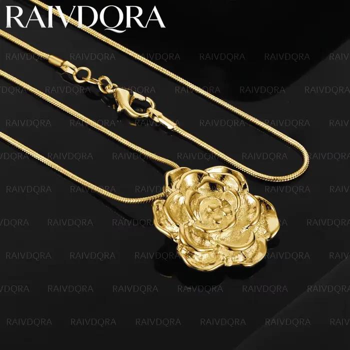 Collier avec pendentif fleur plaqué or 18 carats pour femmes, cadeau d'anniversaire, bijoux romantiques à la mode, populaires et sauvages