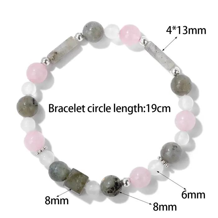 Bracelet en Pierre Naturelle Exquise pour Femme, Quartz Rose Naturel, Perles de Clip Blanc, Bijoux P