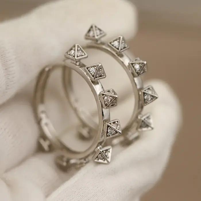 Boucles d'oreilles géométriques en cristal pour femmes