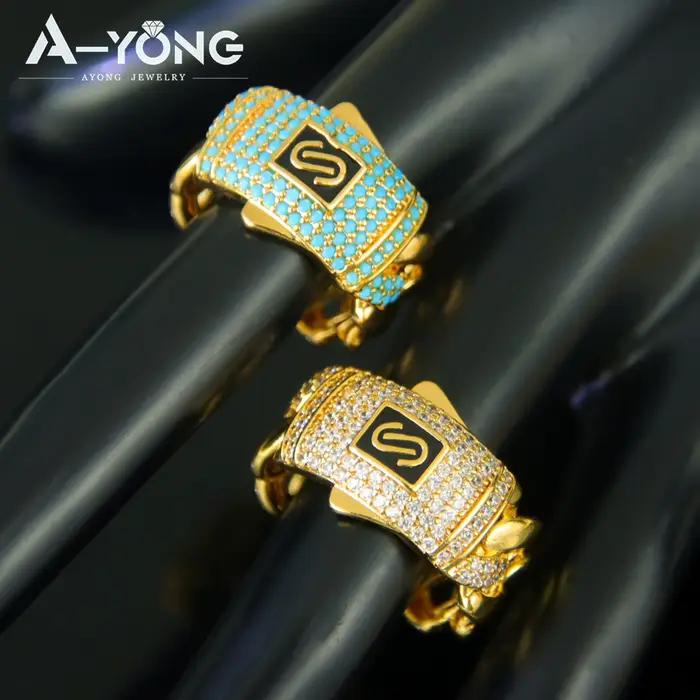 Parure de bijoux en zirconium de mode arabe, plaqué or 24 carats, pour mariée nigériane, bracelet et bagues punk, bijoux hip-hop pour femmes de Dubaï