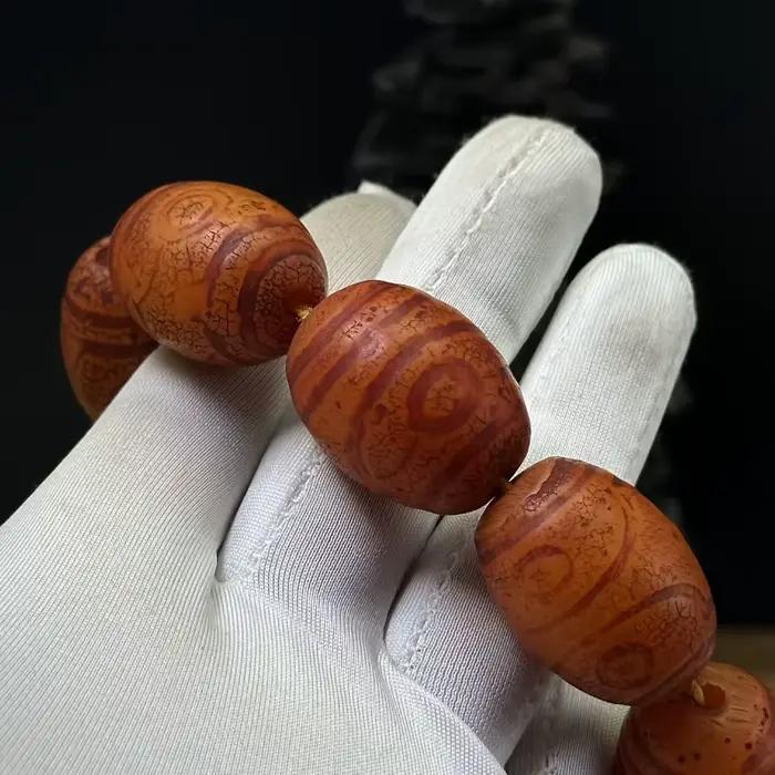 Bracelet de perles d'ambre rouge de style rétro en résine pour femme bijou de mode
