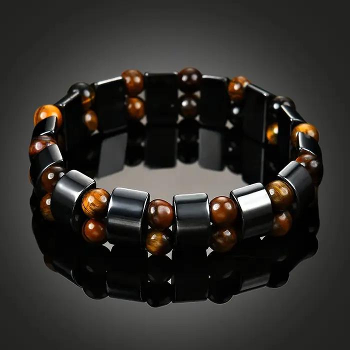 Bracelet en perles d'oeil de tigre et d'hématite