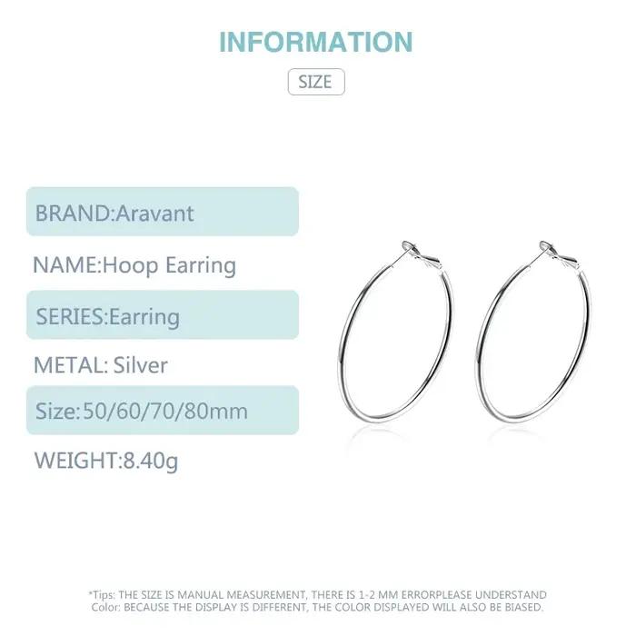 Aravant-Boucles d'oreilles créoles en argent 925 pour femme