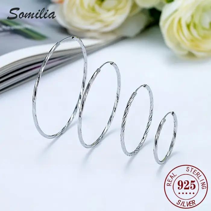 Boucles d'oreilles créoles en argent sterling classiques pour femmes et hommes occasions spéciales mariage fête cadeau