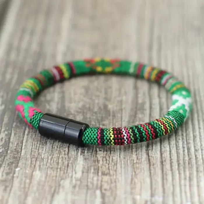 Nouveau Bracelet bohème pour hommes femmes Magent fermoir cordon