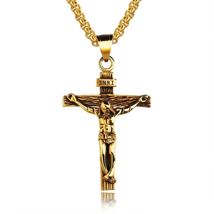 Collier croix premium pour femmes plaqué or 18 carats
