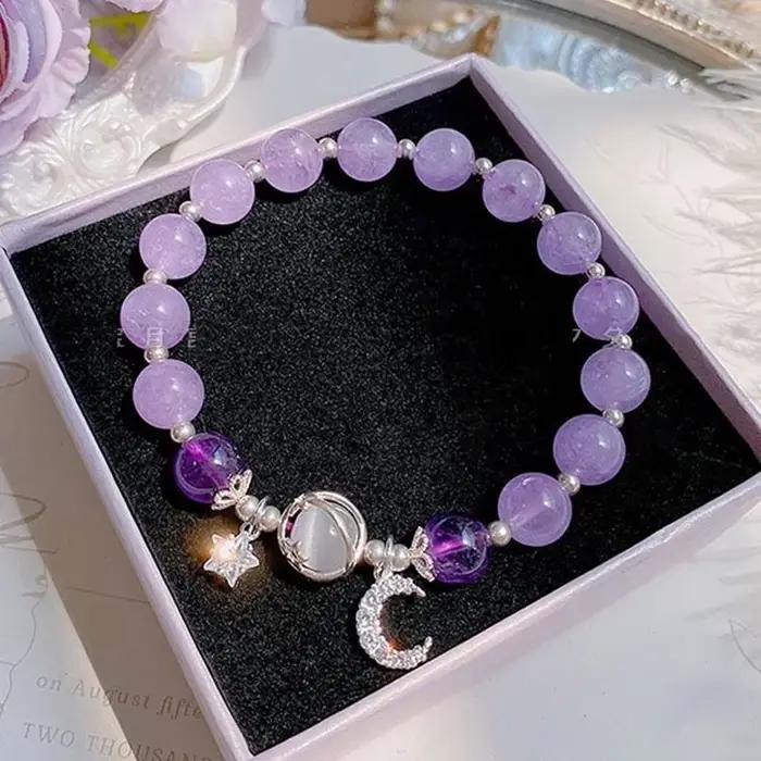 Bracelet à pampilles en alliage de zinc chaîne maillons et perles de cristal pour femme