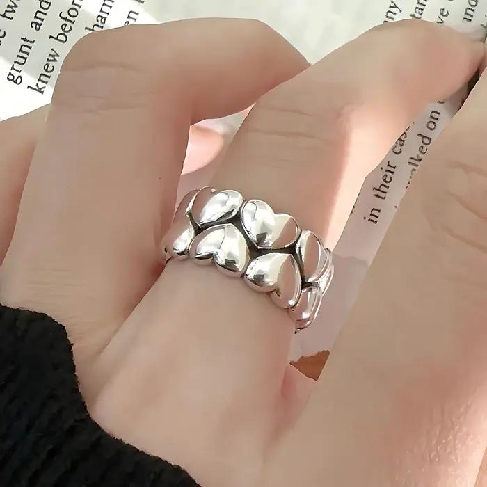 Bague en argent sterling 925 BFCLUB pour femmes design géométrique rétro minimaliste alliance de mariage cadeau occasions spéciales