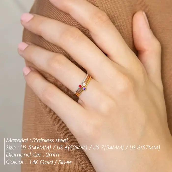 EManco – bague en acier inoxydable avec pierre de naissance