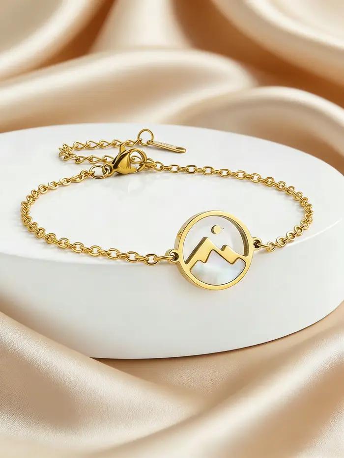 Bracelet et collier en forme de coquille ronde Move Mountains avec graines de moutarde pour femmes, ensemble de bijoux en acier inoxydable, cadeau chrétien de Pâques pour elle