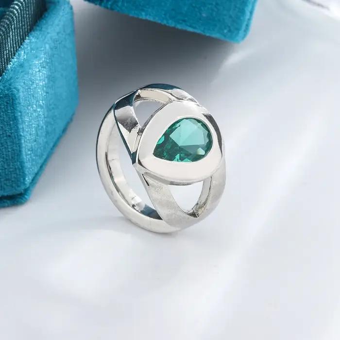 Bague en argent sterling 925 sertie de zircon vert pour femmes, alliance de mariage, bijou de luxe pour occasions formelles