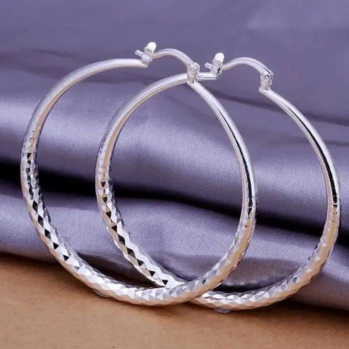 Grandes Boucles d'Oreilles en Argent Sterling 925 pour Femme